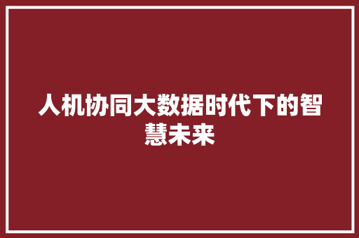 人机协同大数据时代下的智慧未来