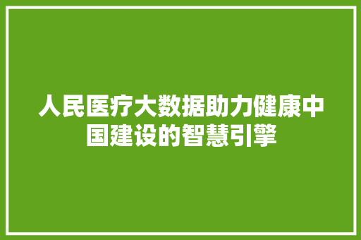 人民医疗大数据助力健康中国建设的智慧引擎