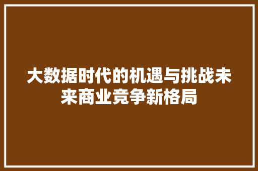 大数据时代的机遇与挑战未来商业竞争新格局  第1张
