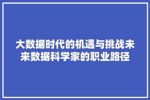 大数据时代的机遇与挑战未来数据科学家的职业路径
