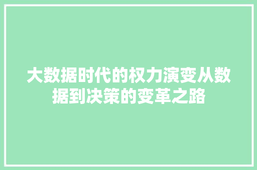 大数据时代的权力演变从数据到决策的变革之路