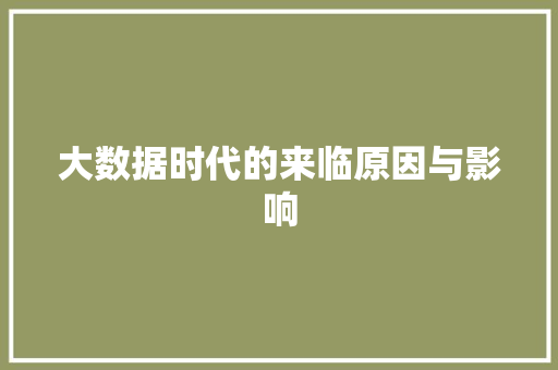 大数据时代的来临原因与影响