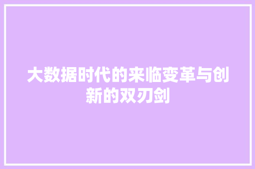 大数据时代的来临变革与创新的双刃剑
