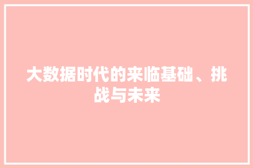 大数据时代的来临基础、挑战与未来
