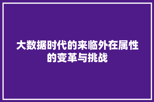 大数据时代的来临外在属性的变革与挑战
