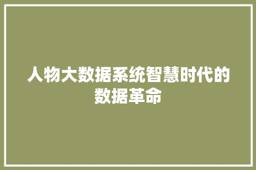 人物大数据系统智慧时代的数据革命