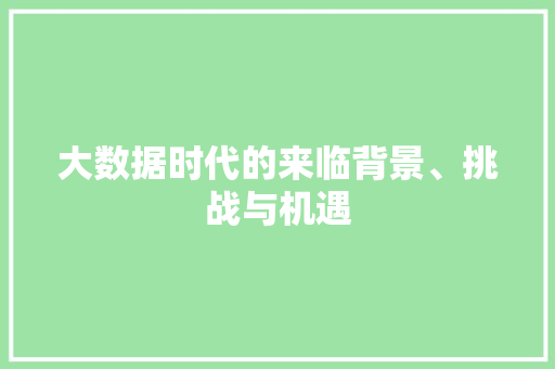 大数据时代的来临背景、挑战与机遇  第1张