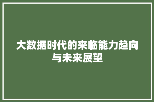 大数据时代的来临能力趋向与未来展望  第1张