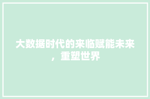 大数据时代的来临赋能未来，重塑世界  第1张