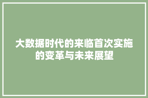 大数据时代的来临首次实施的变革与未来展望  第1张