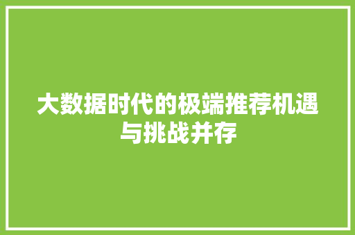 大数据时代的极端推荐机遇与挑战并存  第1张