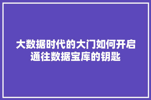 大数据时代的大门如何开启通往数据宝库的钥匙  第1张