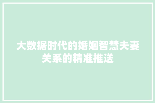 大数据时代的婚姻智慧夫妻关系的精准推送