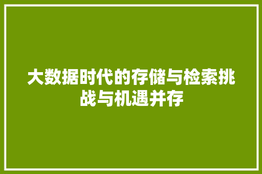 大数据时代的存储与检索挑战与机遇并存  第1张