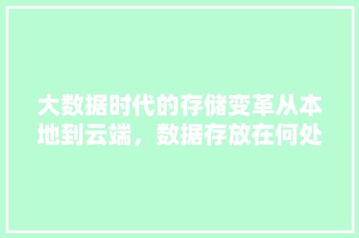 大数据时代的存储变革从本地到云端，数据存放在何处  第1张