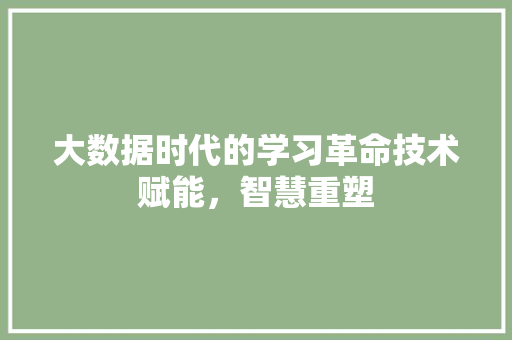 大数据时代的学习革命技术赋能，智慧重塑  第1张