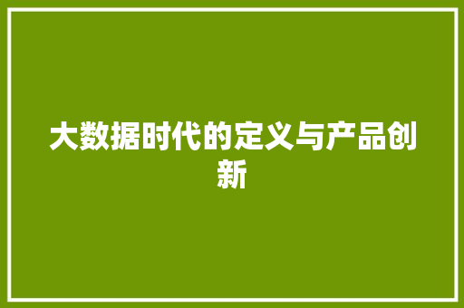 大数据时代的定义与产品创新