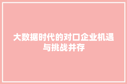 大数据时代的对口企业机遇与挑战并存
