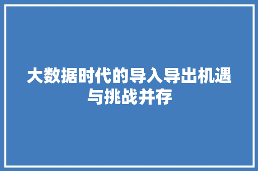 大数据时代的导入导出机遇与挑战并存