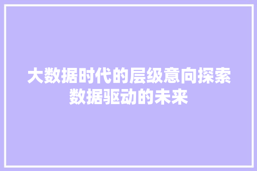 大数据时代的层级意向探索数据驱动的未来