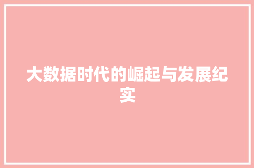 大数据时代的崛起与发展纪实  第1张