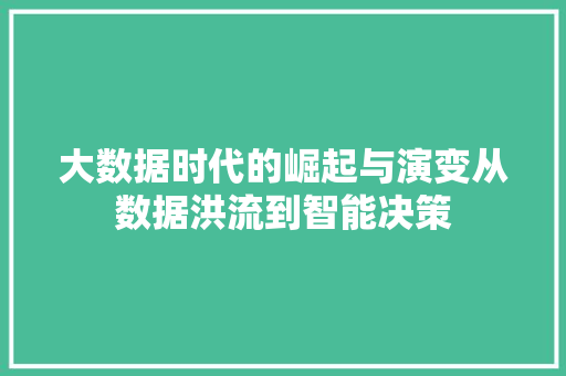 大数据时代的崛起与演变从数据洪流到智能决策  第1张