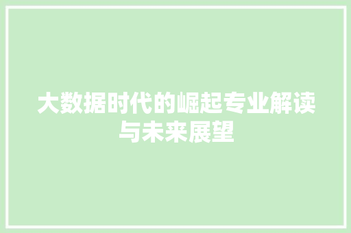 大数据时代的崛起专业解读与未来展望  第1张