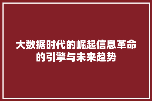 大数据时代的崛起信息革命的引擎与未来趋势  第1张