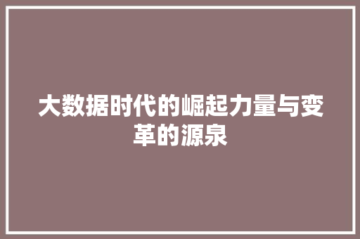 大数据时代的崛起力量与变革的源泉  第1张