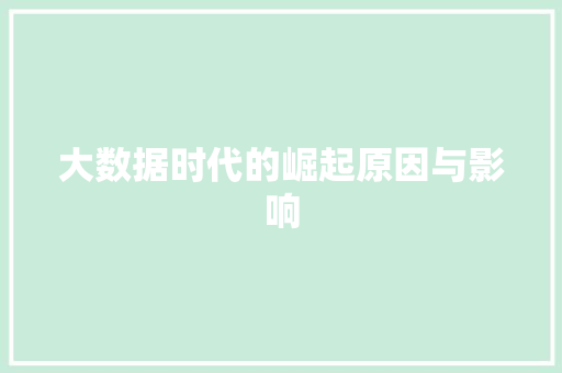 大数据时代的崛起原因与影响