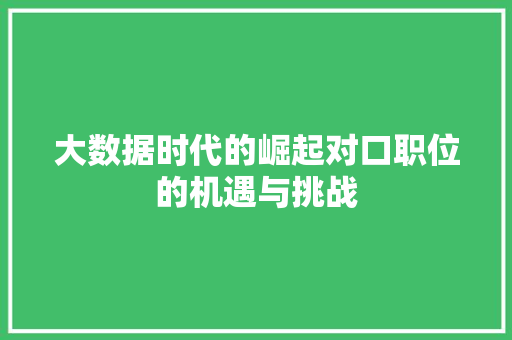 大数据时代的崛起对口职位的机遇与挑战