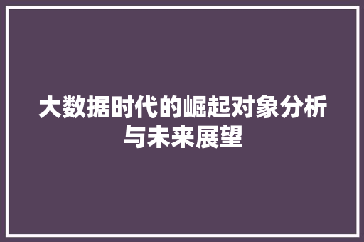 大数据时代的崛起对象分析与未来展望  第1张