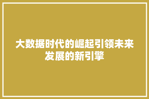 大数据时代的崛起引领未来发展的新引擎  第1张