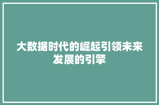大数据时代的崛起引领未来发展的引擎  第1张