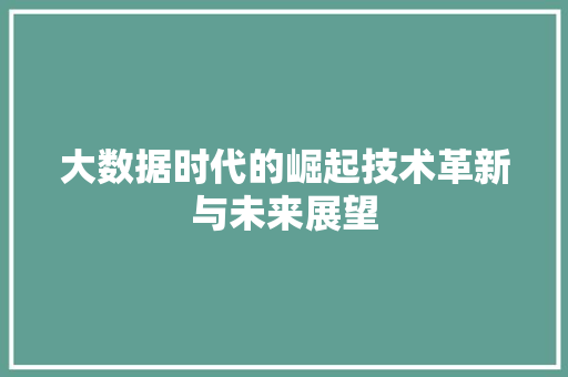 大数据时代的崛起技术革新与未来展望  第1张