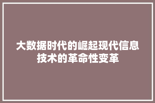 大数据时代的崛起现代信息技术的革命性变革  第1张