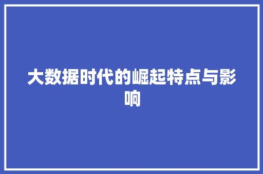 大数据时代的崛起特点与影响  第1张