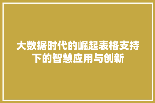 大数据时代的崛起表格支持下的智慧应用与创新
