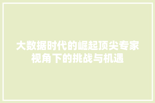 大数据时代的崛起顶尖专家视角下的挑战与机遇