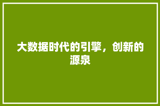 大数据时代的引擎，创新的源泉  第1张