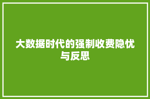 大数据时代的强制收费隐忧与反思