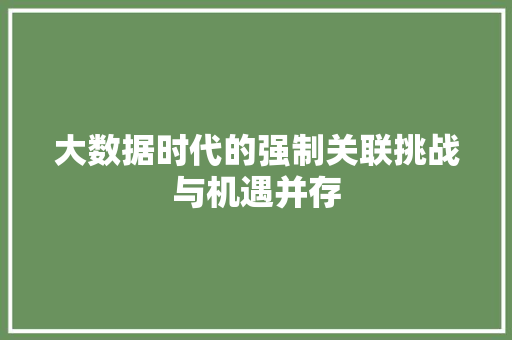 大数据时代的强制关联挑战与机遇并存