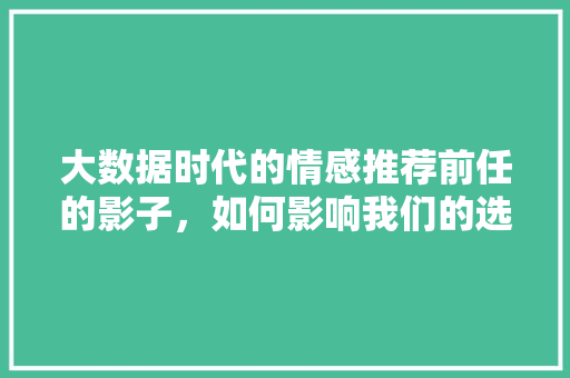大数据时代的情感推荐前任的影子，如何影响我们的选择  第1张