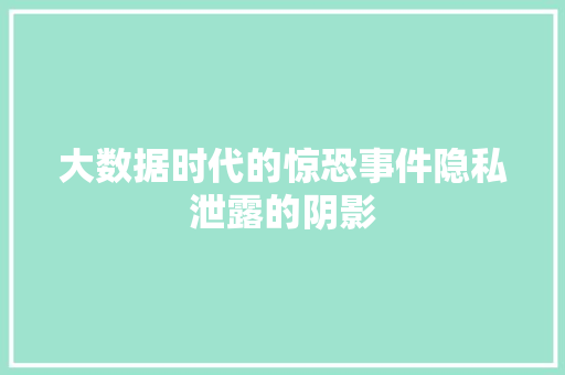 大数据时代的惊恐事件隐私泄露的阴影  第1张