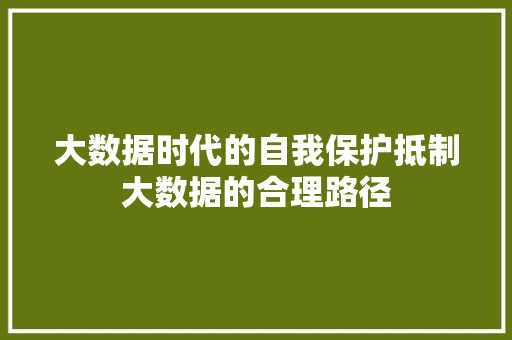 大数据时代的自我保护抵制大数据的合理路径  第1张