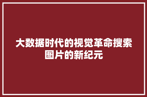 大数据时代的视觉革命搜索图片的新纪元  第1张