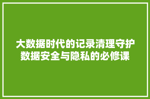 大数据时代的记录清理守护数据安全与隐私的必修课  第1张