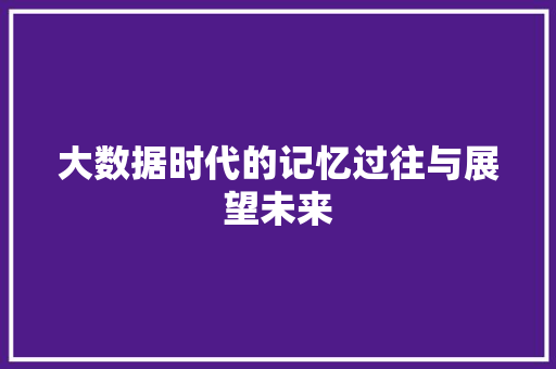 大数据时代的记忆过往与展望未来