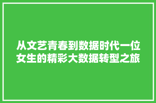 从文艺青春到数据时代一位女生的精彩大数据转型之旅
