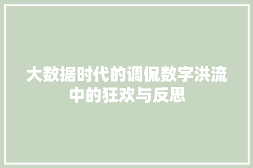 大数据时代的调侃数字洪流中的狂欢与反思  第1张